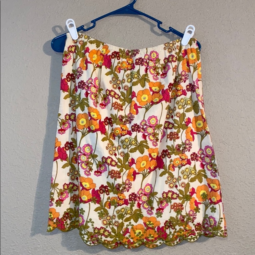 Cream Orange Green Pink J.Jill Size S Midi Skirt - Picture 1 of 4